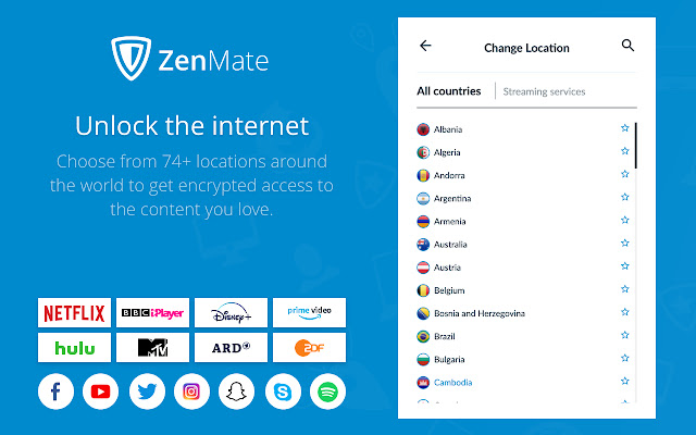 Free VPN ZenMate - Best VPN for Chrome